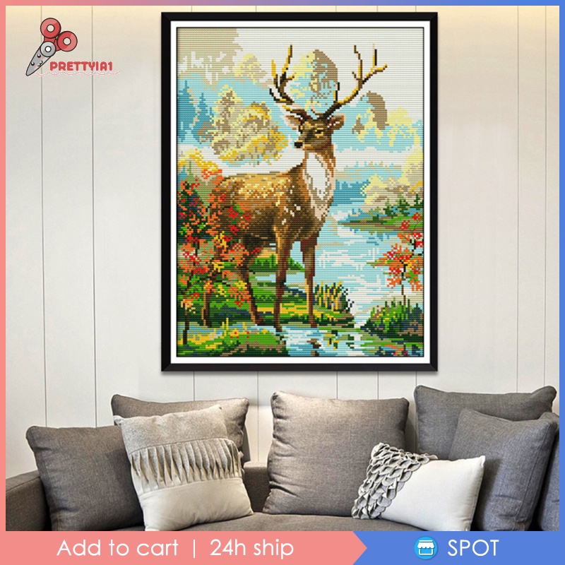 Bộ Dụng Cụ Thêu Tranh Chữ Thập Hình Động Vật 14CT 29x36cm