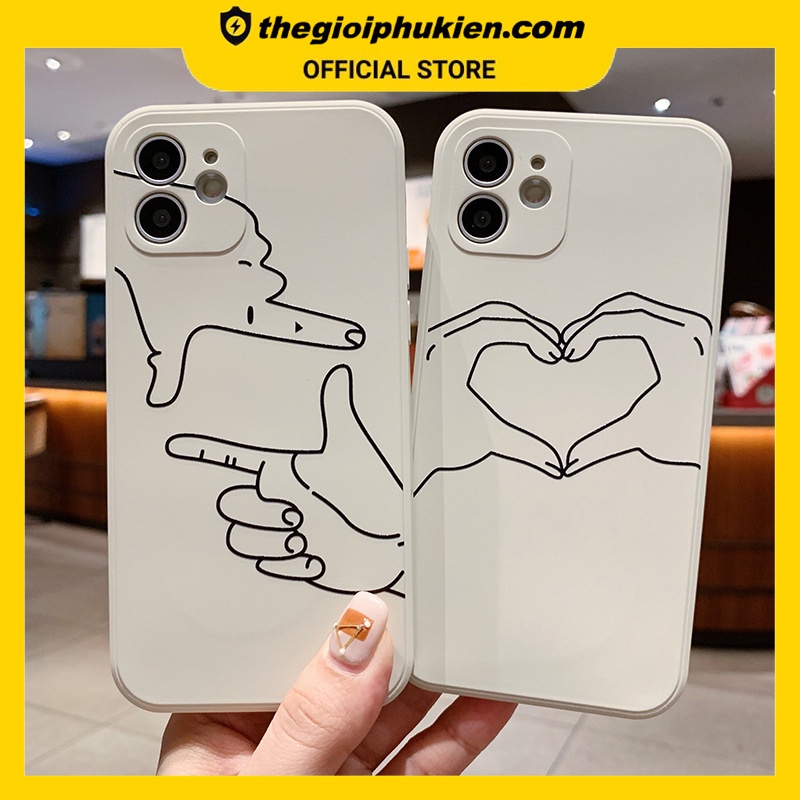 Ốp lưng iphone cạnh vuông Đôi tay dành cho iphone 6 đến 14promax - E218