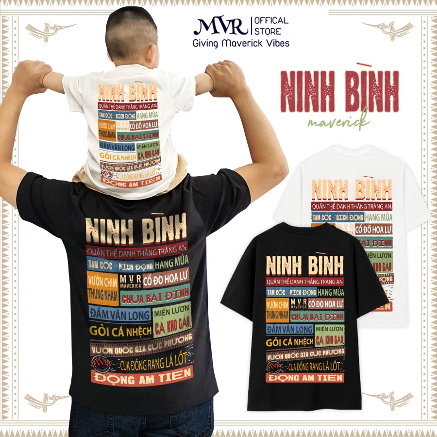 Áo thun Ninh Bình 64 tỉnh thành Unisex phông du lịch ẩm thực Ninh Binh ao cặp gia đình fact under localbrand MVR BB4138