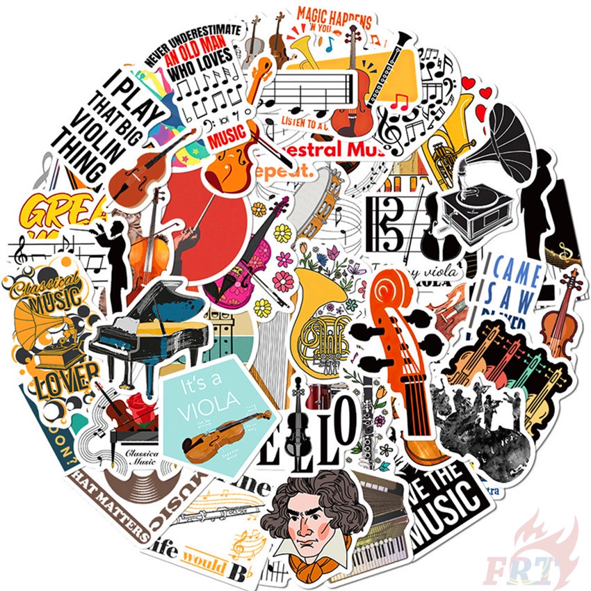 52 Cái / Bộ ❉ Sticker Dán Trang Trí Hình Nốt Nhạc Cổ Điển 01 ❉ Sticker Dán Tường Chống Thấm Nước Họa Tiết Doodle Hợp Thời Trang