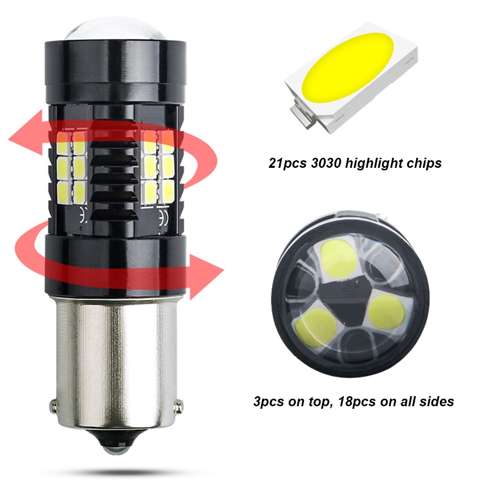 UNI-SHINE Bóng Đèn Led Phanh Xe Hơi P21W 1156 Ba15S 1200lm R5W 3030 12v 24v