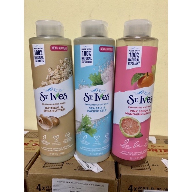 Sữa tắm ST.Ives yến mạch bơ, cam chanh, muối biển 650ML