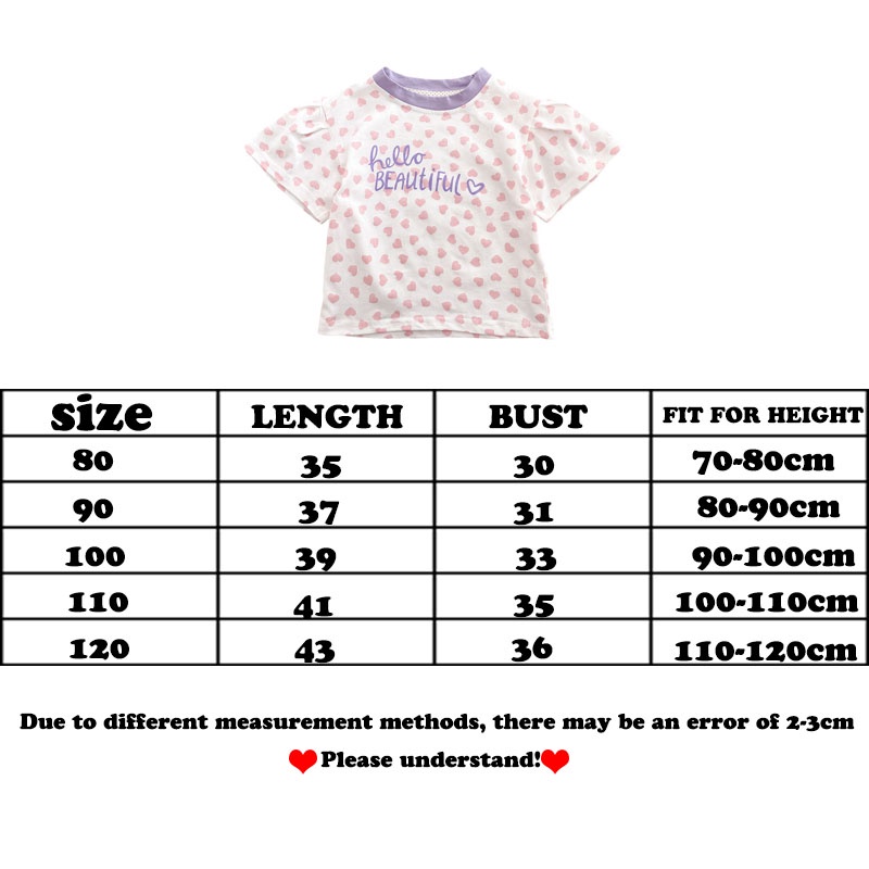 Áo Thun Cotton Ngắn Tay Họa Tiết Trái Tim Thời Trang Mùa Hè Hàn Quốc Hàng Mới 2023 Dành Cho Bé Gái