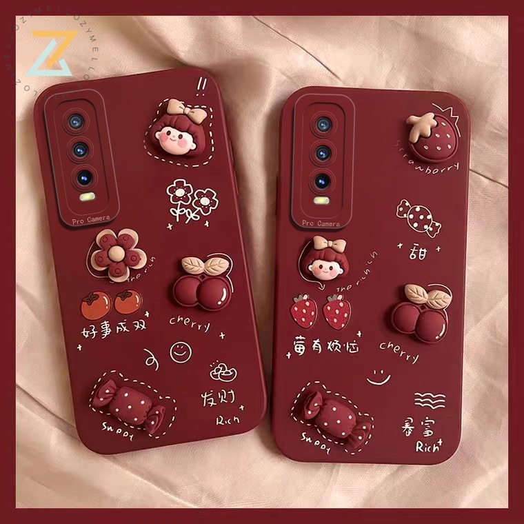 Zymello ốp lưng Realme C35 C31 C12 C21Y C25Y C15 C25 C25S C20 C21 C17 C3 C2 Realme 5 5i 6i 7i 9i Vỏ điện thoại silicon hình búp bê màu đỏ 3D dễ thương