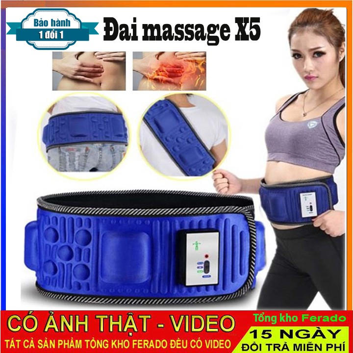 Đai Massage Bụng Giảm Mỡ 2 Chế Độ Rung,  Máy Mát Xa Tập Cơ Bụng X5 Slim Super Hàn Quốc Đánh Tan Mỡ Bụng FERADO