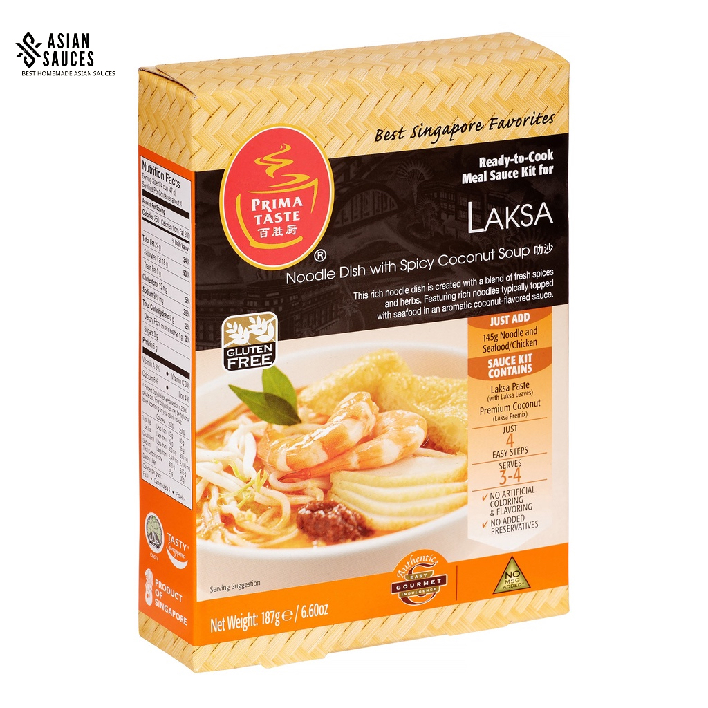 Gói gia vị nấu món mì nước dừa Laksa Pasta Singapore hãng Prima Taste 187gr