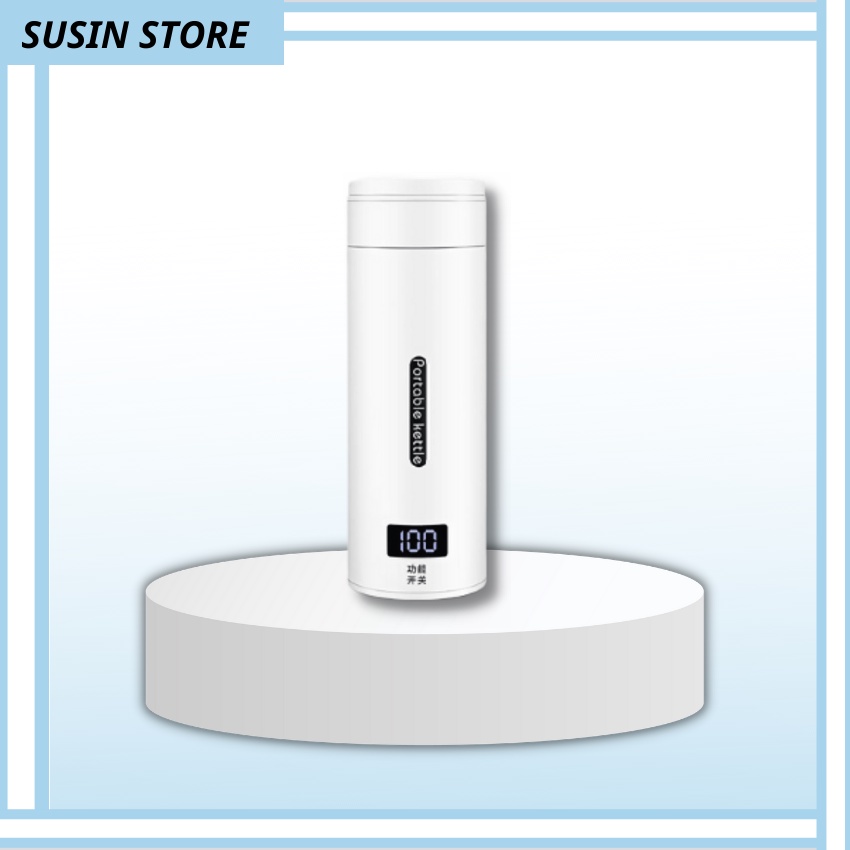 Ấm siêu tôc mini kiêm bình giữ nhiệt FINOSE có dây đồng hồ kỹ thuật số hiện thị nhiệt độ