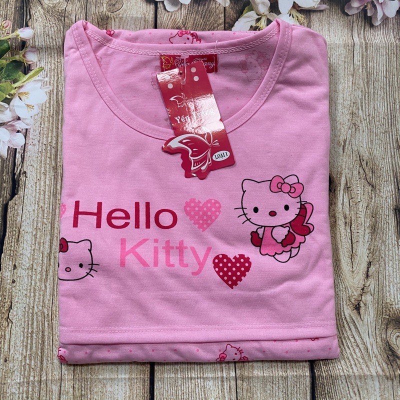 Bộ đồ bầu và sau sinh dài tay HELLO KITTY chất cotton co giãn cực kì thoải mái BD922