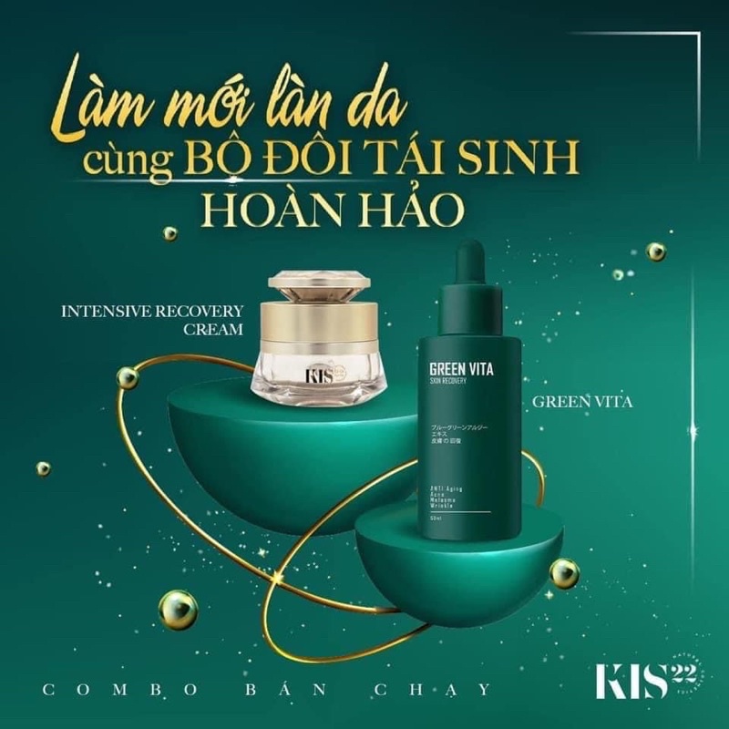 Combo Serum Siêu Vi Tảo và kem dưỡng Tái Tạo Phục Hồi Da Kiss 22 ( tặng 2 miếng mặt nạ Kiss 22 )
