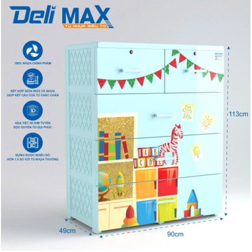 Tủ nhựa quần áo DELI MAX 4 tầng