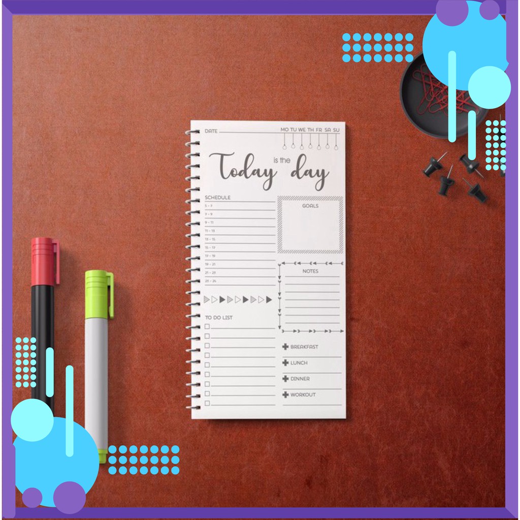 Sổ tay còng, lò xo planner Daily Planner - Sổ vui mỗi ngày, lò xo 21x11, 120 trang, bìa cứng