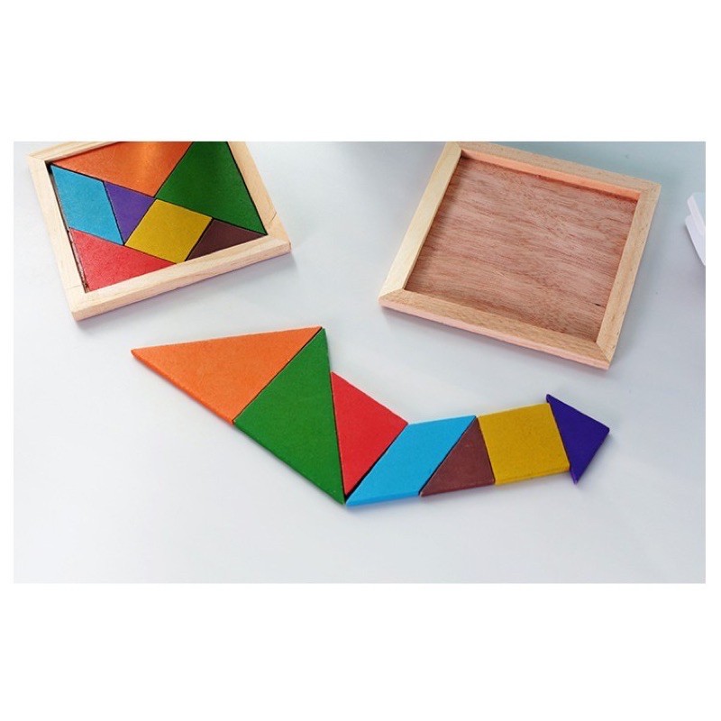 Bảng gỗ đồ chơi trí uẩn tangram ghép hình giao dục trí tuệ phát triển tư duy cho bé