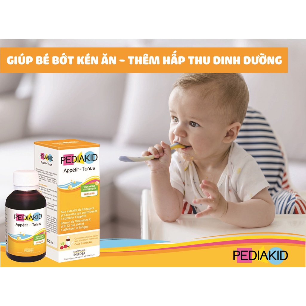 Siro Ăn Ngon PEDIAKID Appétit Tonus 125ml Kích Thích Bé Tiêu Hóa Tốt Thèm Ăn Tăng Cường Sức Khỏe