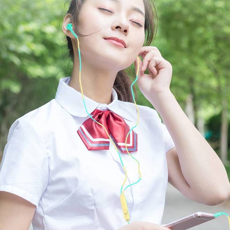 Tai nghe nhét tai có dây giắc cắm 3.5mm âm thanh nổi tích hợp mi cờ rô thông dụng cho điện thoại nghe nhạc chơi game