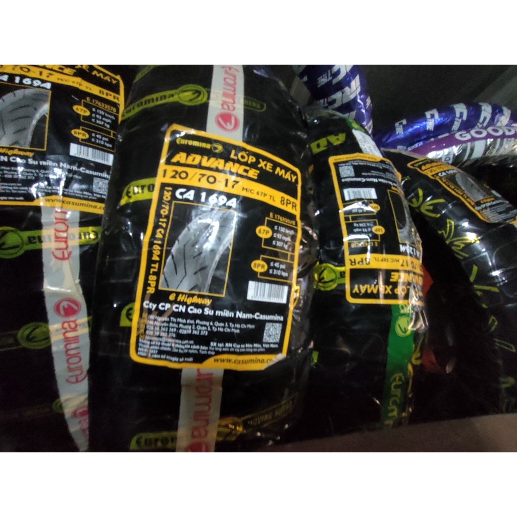 Lốp  120/70-17EUROMINA 8 lớp bố sau Exciter 150  không dùng ruột