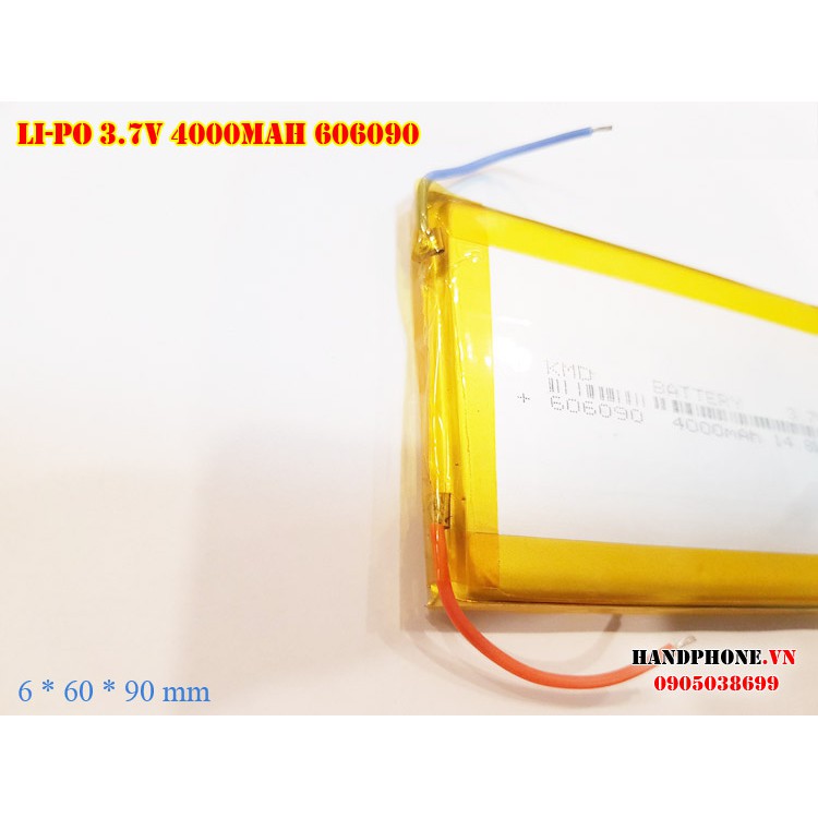 Pin Li-Po 3.7V 606090 4000mAh (Lithium Polyme)