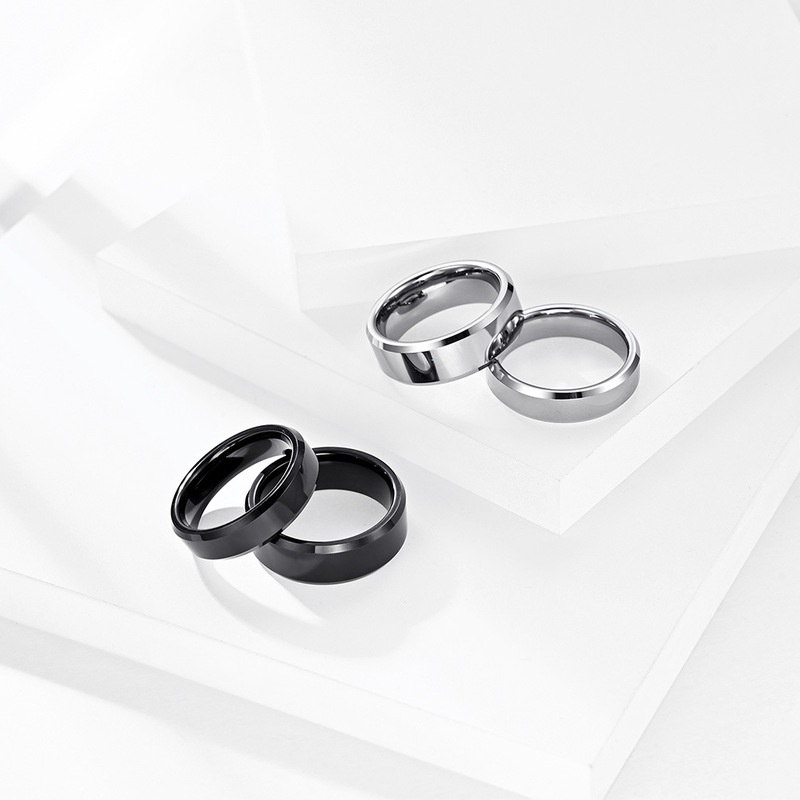 1 Nhẫn Thép Titan Màu Đen/Bạc Đơn Giản Thời Trang