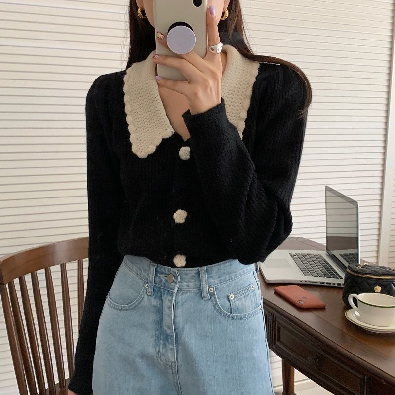Áo Khoác Cardigan Dệt Kim Màu Xanh Cho Nữ  tao bao