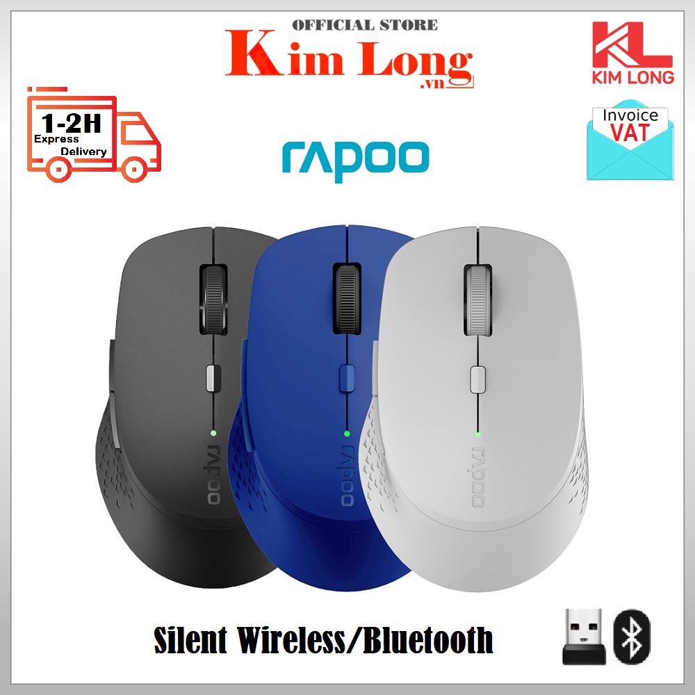 Chuột không dây Rapoo M300 Silent - Đa kết nối (USB Receiver 2.4GHz/Bluetooth 3.0, 4.0)