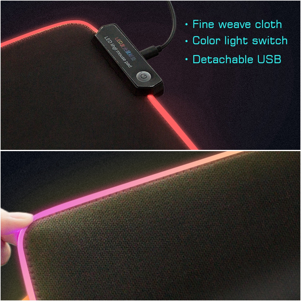 Thảm lót bàn phím và di chuột RGB có đèn LED cỡ lớn dành cho người chơi game máy tính bàn PC / Laptop