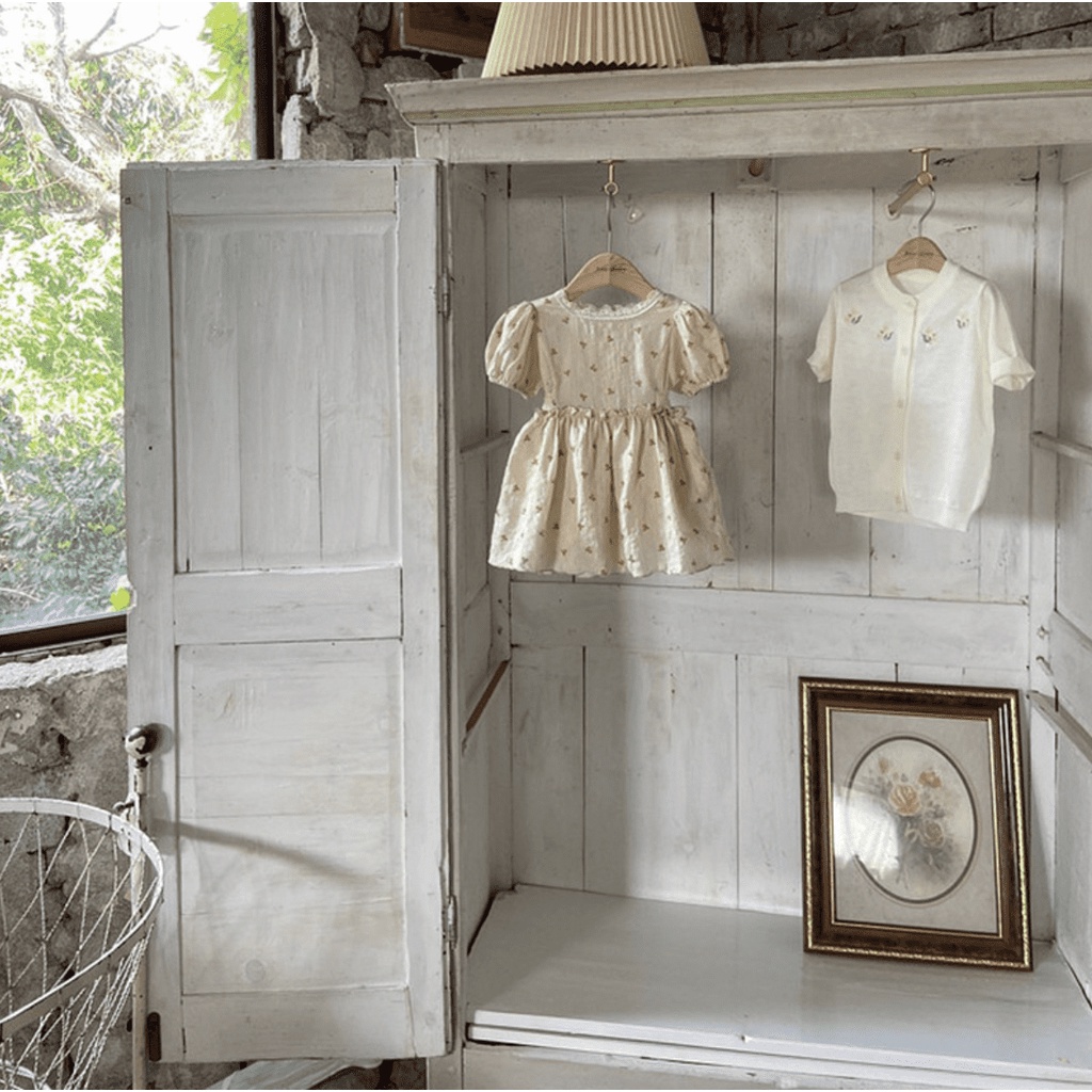 Đầm Hoa Công Chúa Vintage Cho Bé 0-3 Tuổi
