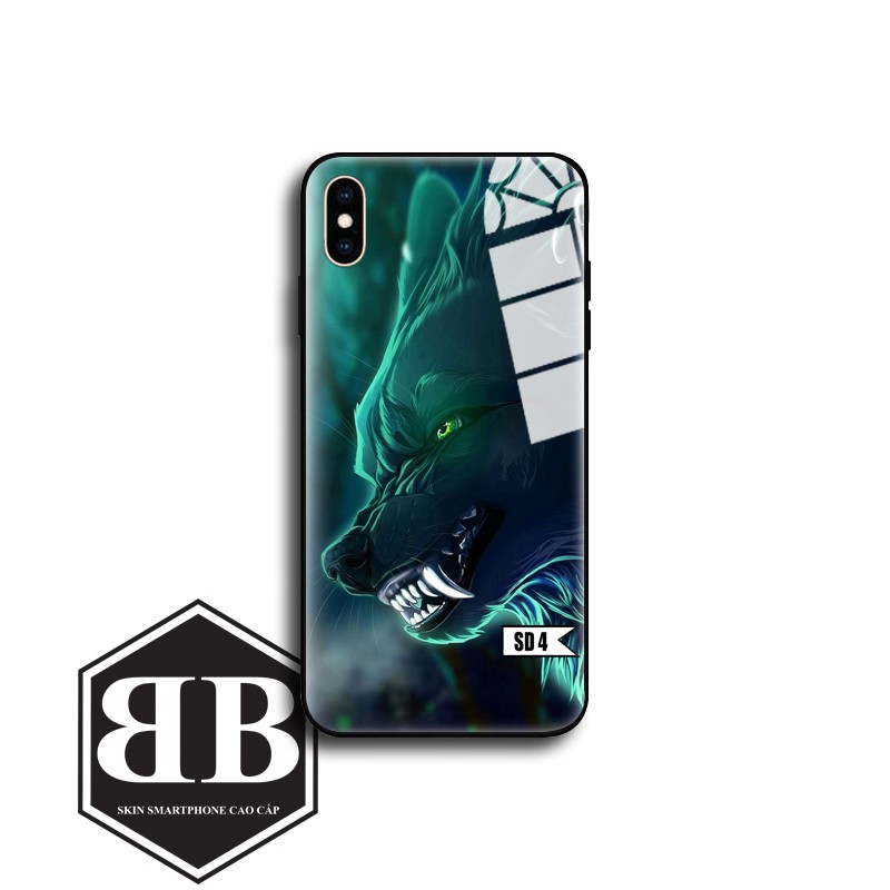 Ốp lưng kính cường lực sói đêm cho iphone X XS / XR / XS MAX