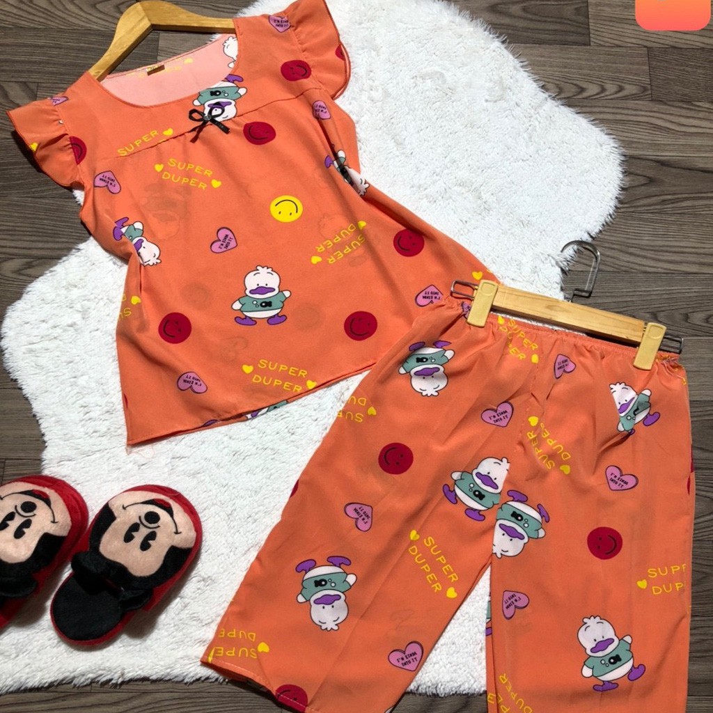 Đồ bộ nữ đồ mặc nhà 📣  FREE SHIP 📣  Đồ bộ ngủ nữ dạng lửng, chất tole mát lạnh, cổ vuông, có hoạt tiết hoạt hình