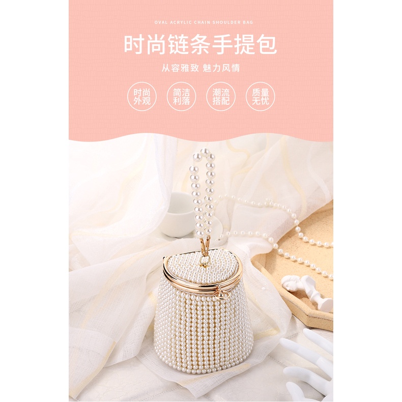 Túi Đeo Chéo JASMIN NOIR Bằng Acrylic Đính Ngọc Trai Nhân Tạo Thời Trang Cho Nữ
