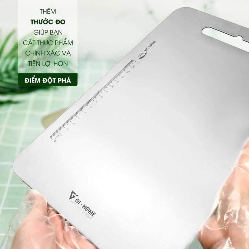 Thới inox 304 kháng khuẩn, thớt inox 2 mặt cao cấp, thới Gihome size lớn