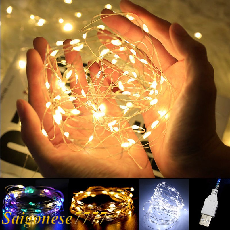 Đèn Led Xài Pin AA Đèn Không Chớp Nháy Dài 3 Mét 30 Bóng Đèn Đom Đóm Fairy Light Trang Trí Decor Tiệc Tùng