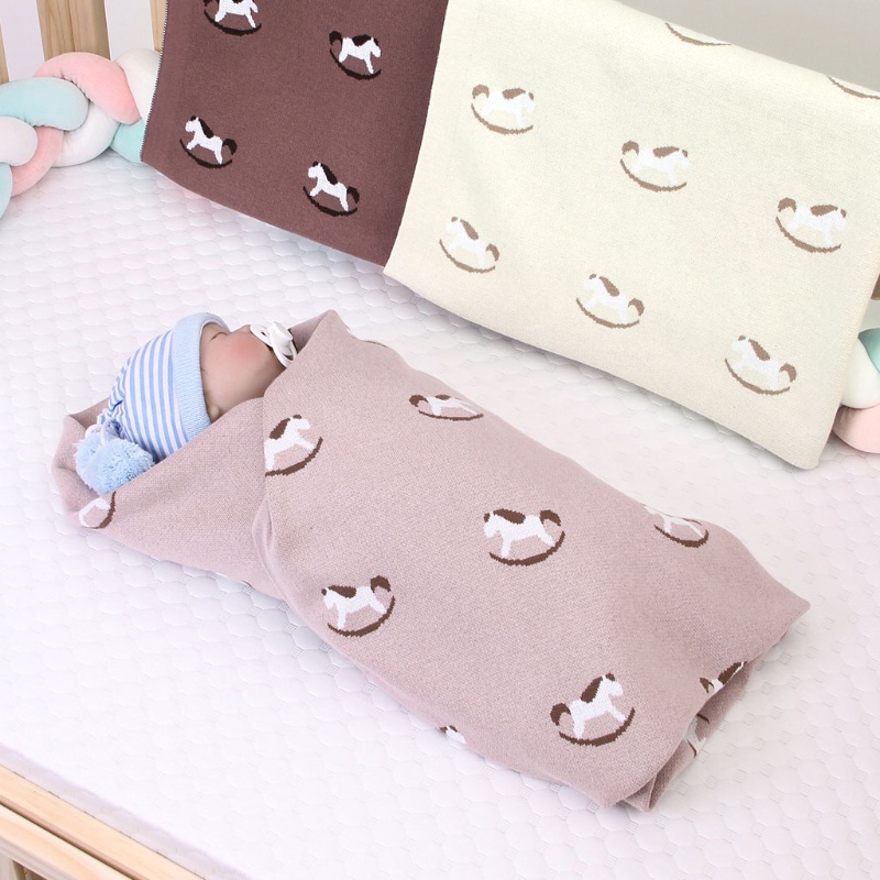 Chăn Cotton Dệt Kim Quấn Em Bé Thoáng Mát Xinh Xắn