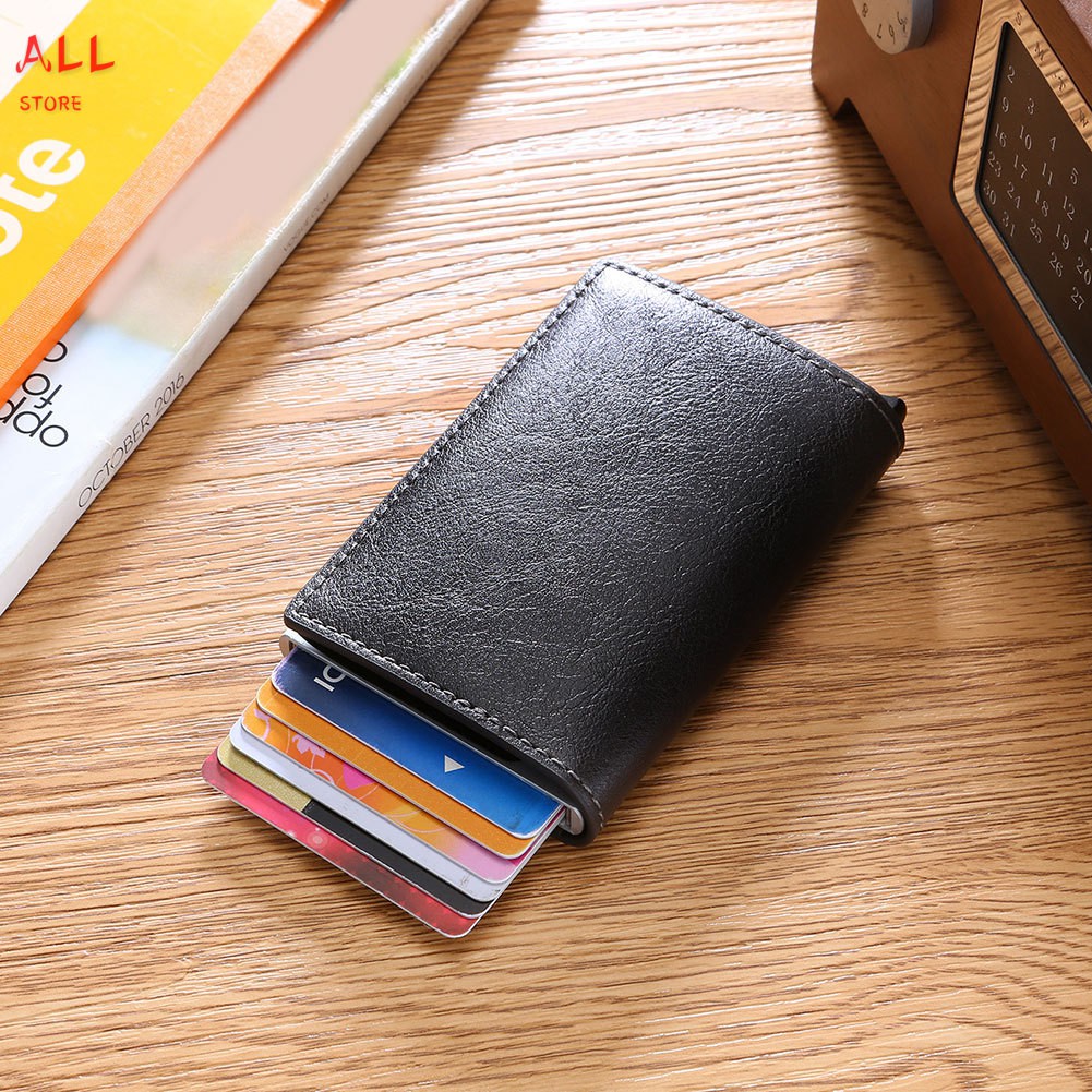 Wallet for Men Slim Mini Like Aluminium Credit Cards Holder Anti-theft PU Wallet