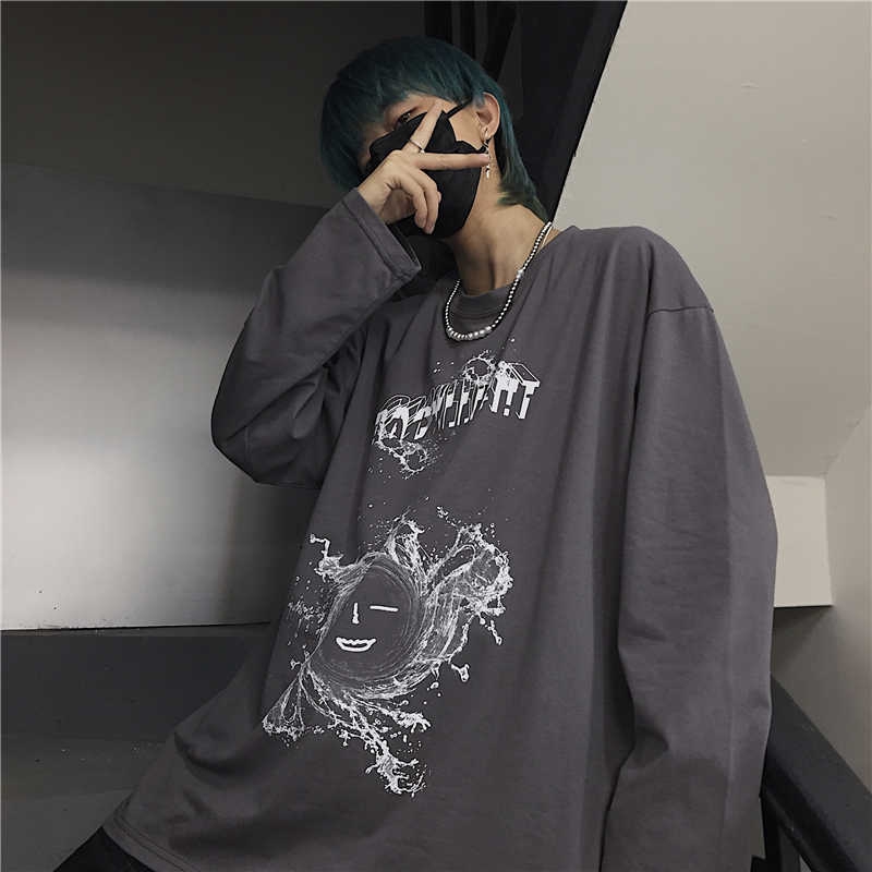 Áo Thun Dáng Rộng Tay Dài In Hình Cá Tính Phong Cách Hàn Quốc Cho Nam Và Nữ | BigBuy360 - bigbuy360.vn