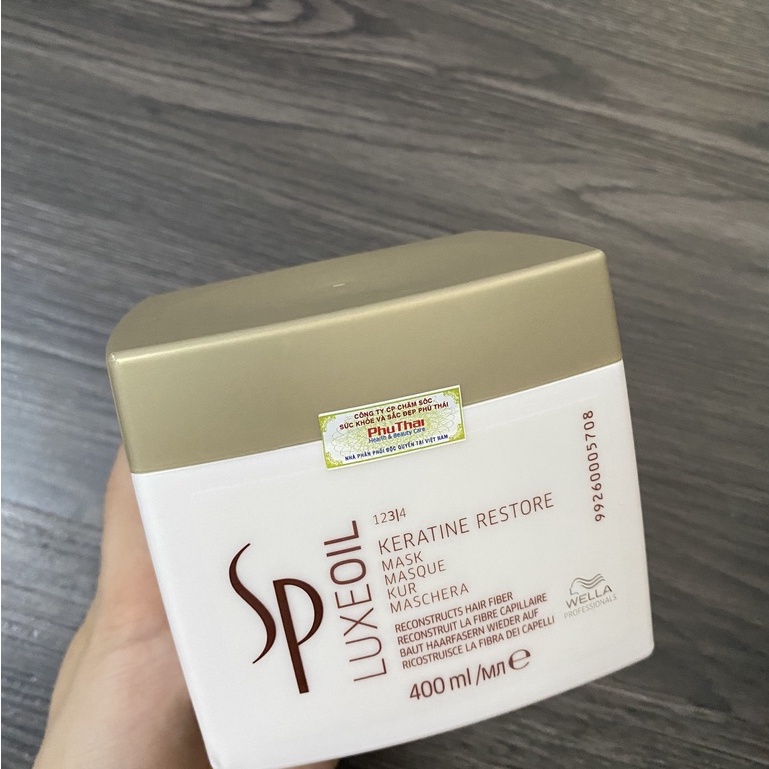 (CHÍNH HÃNG) DẦU HẤP Ủ TÓC CAO CẤP SP LUXE OIL KERATIN RESTORE MASK PHỤC HỒI TÓC HƯ WELLA ĐỨC