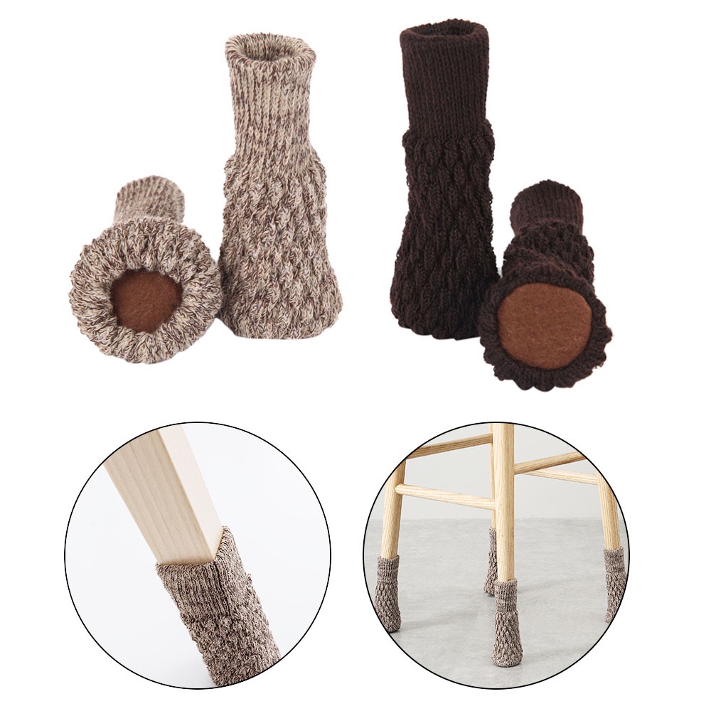 YIYU Set 4 Vỏ Bọc Chân Bàn Ghế Dệt Kim Chống Trượt Giảm Tiếng Ồn Nhiều Màu Sắc
