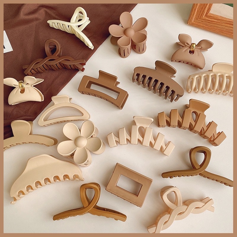 Kẹp Tóc Acrylic Màu Cà Phê Sữa Thời Trang Hàn Quốc Cho Nữ