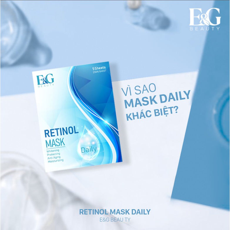 Mặt nạ Retinol Daily Mask E&G Beauty Hàn Quốc hộp 5 miếng Zuka Beauty dưỡng ẩm chuyên sâu, dưỡng trắng tự nhiên