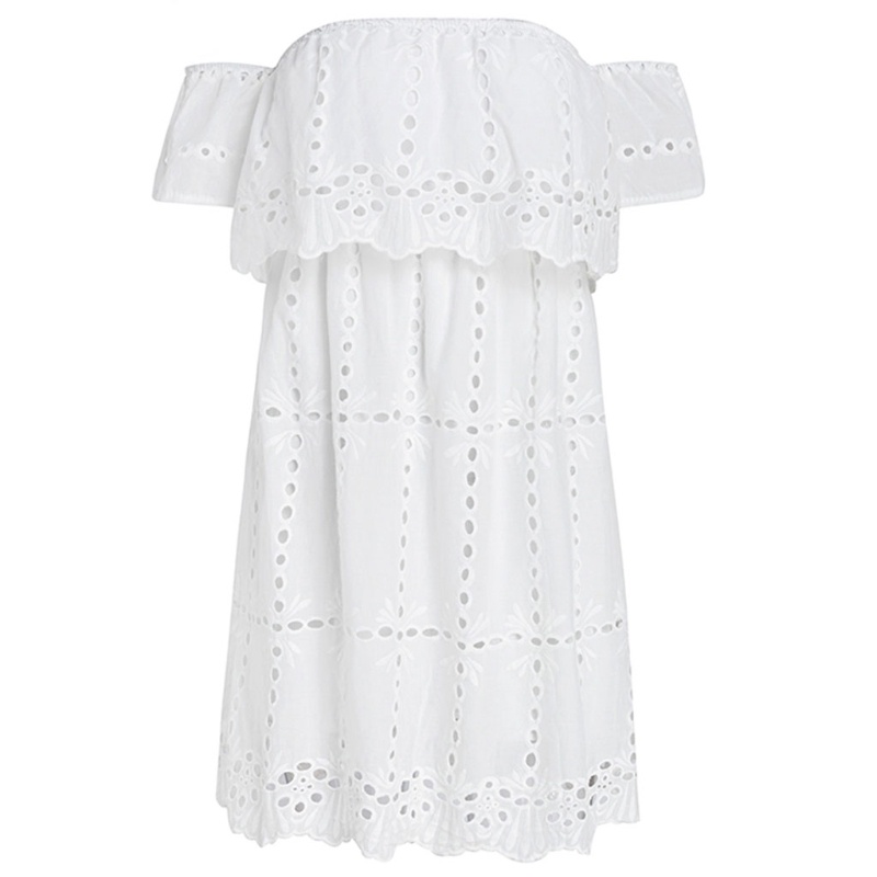 Đầm Ren Trễ Vai Nhún Bèo Thời Trang Mùa Hè Mới