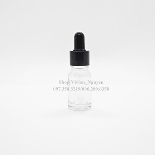 {Sỉ từ 3700đ} Vỏ lọ đựng tinh dầu 20ml Serum trong suốt - Nắp bóp đen trơn ( LOẠI ĐẸP )
