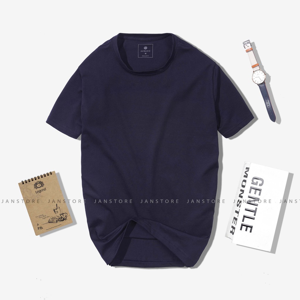 Áo phông trơn cổ tròn 100% cotton trắng đen nhiều màu Azmen , áo thun basic ngắn tay nam nữ Unisex Jan Store | BigBuy360 - bigbuy360.vn