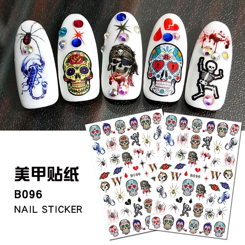 sticker halloween 3d dán móng tay nail