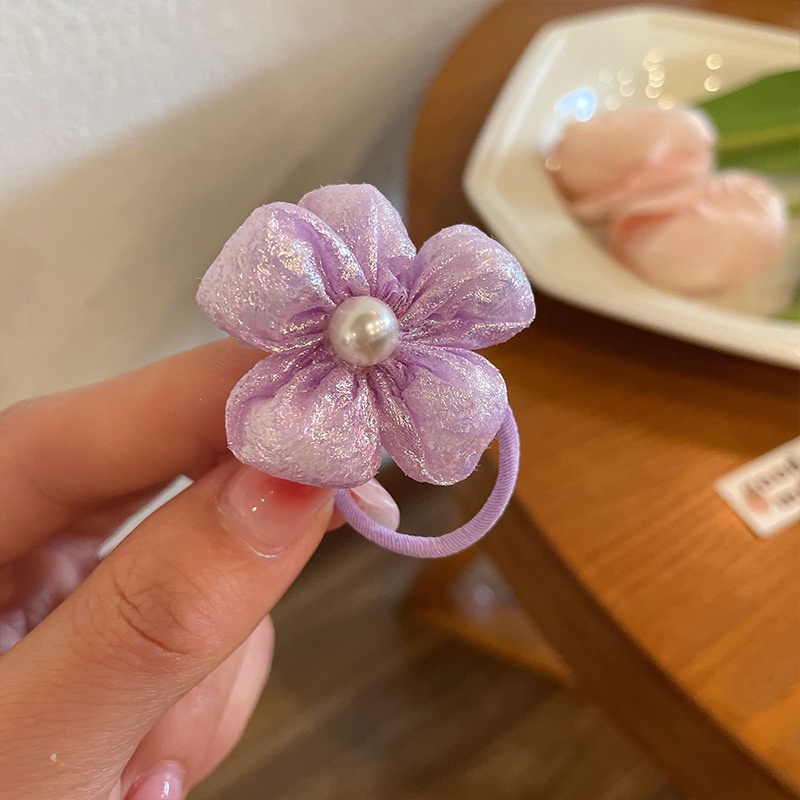 Dây Buộc Tóc Cao Su Họa Tiết Hoa Dễ Thương Phong Cách Hàn Quốc Cho Nữ