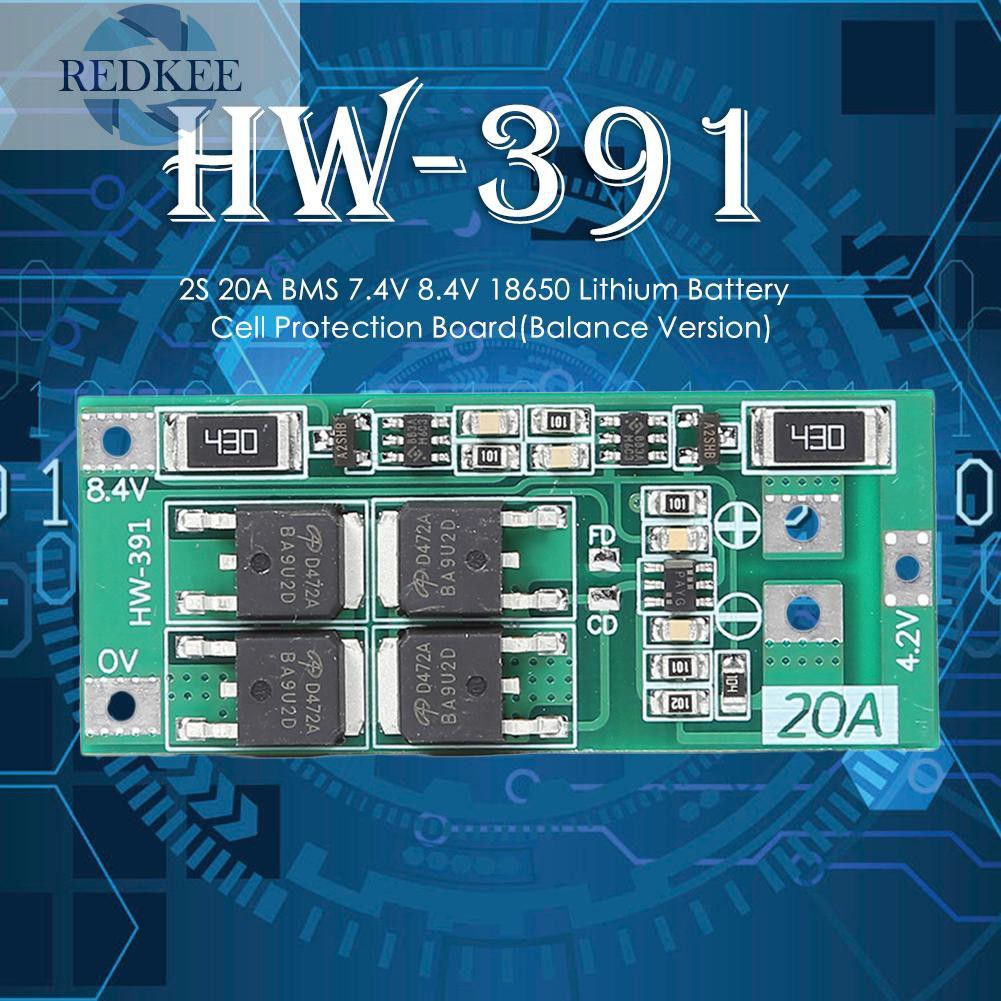 Bảng Mạch Bảo Vệ Pin Lithium Redkee 2s 20a Bms 7.4v 8.4v 18650