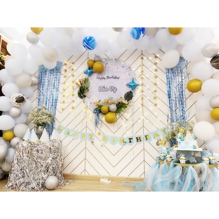 Combo Set bóng trang trí sinh nhật, trang trí thôi nôi tiệc cưới gồm phông Backdrop