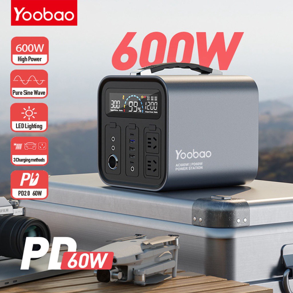 trạm sạc dự phòng Yoobao EN600S 148800mAh/600W/220V dung lượng cực khủng phù hợp cho hoạt động ngoài