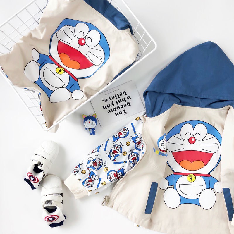 Áo khoác gió cho bé KIDPLANET Doraemon cho bé trai bé gái 4-10 tuổi thời trang trẻ em N00557