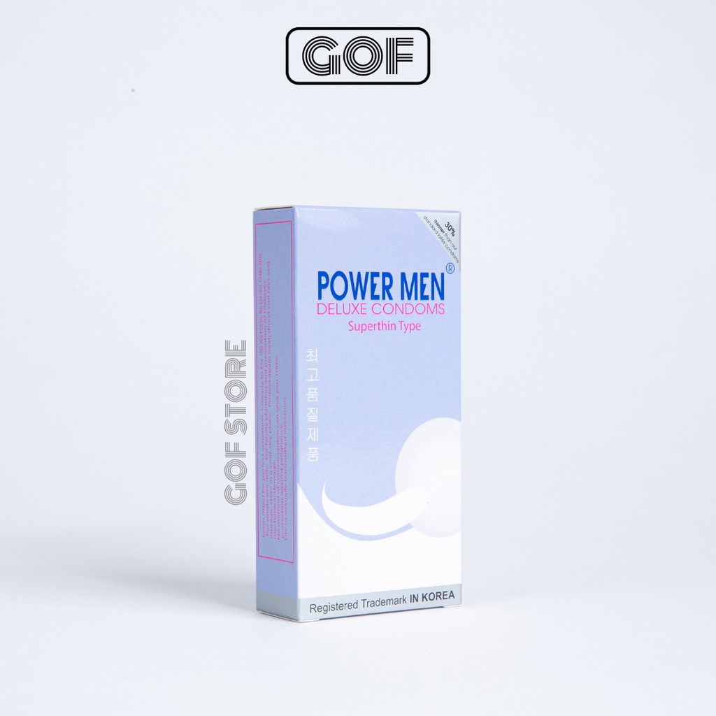 Bao cao su siêu mỏng Power men superthin type nhiều gel Hộp 12 bao- Chính Hãng - GoF Store