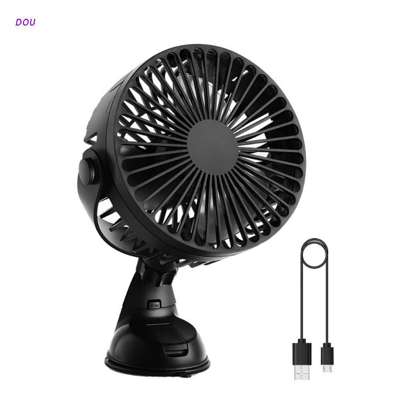 DOU USB Rechargeable 2200mAh Suction Cup 3 Speed Fan for Car Kitchen Outdoor Home