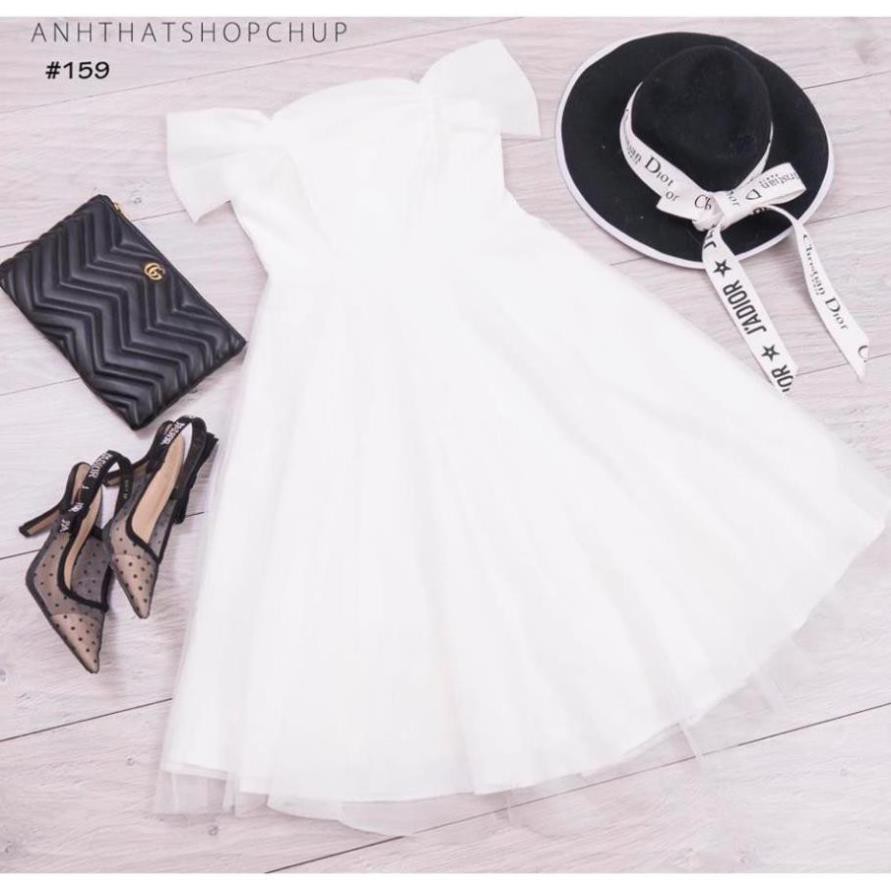 ĐẦM DỰ TIỆC ĐẦM TRẮNG TRỄ VAI XÒE PHỐI LƯỚI MINER DRESS SANG TRỌNG DỄ THƯƠNG | BigBuy360 - bigbuy360.vn