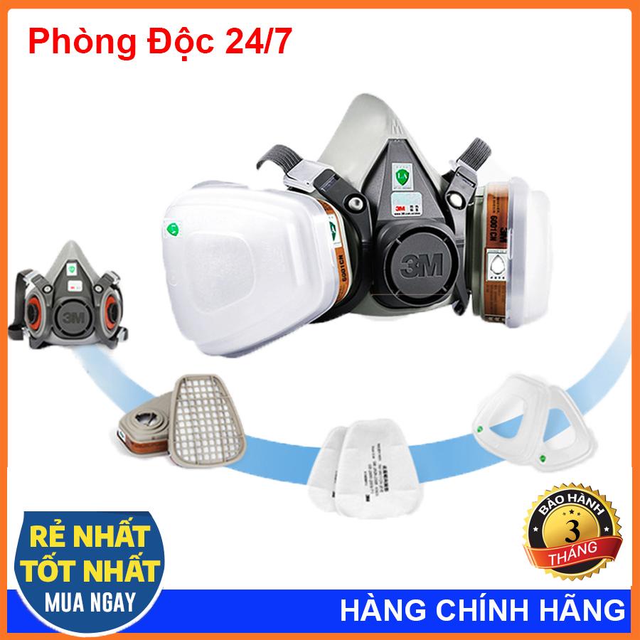 Trọn Bộ Mặt Nạ Chống Độc Phun Hoá Chất Thuốc Trừ Sâu 3M 6200 Đủ Phụ Kiện Và Kính